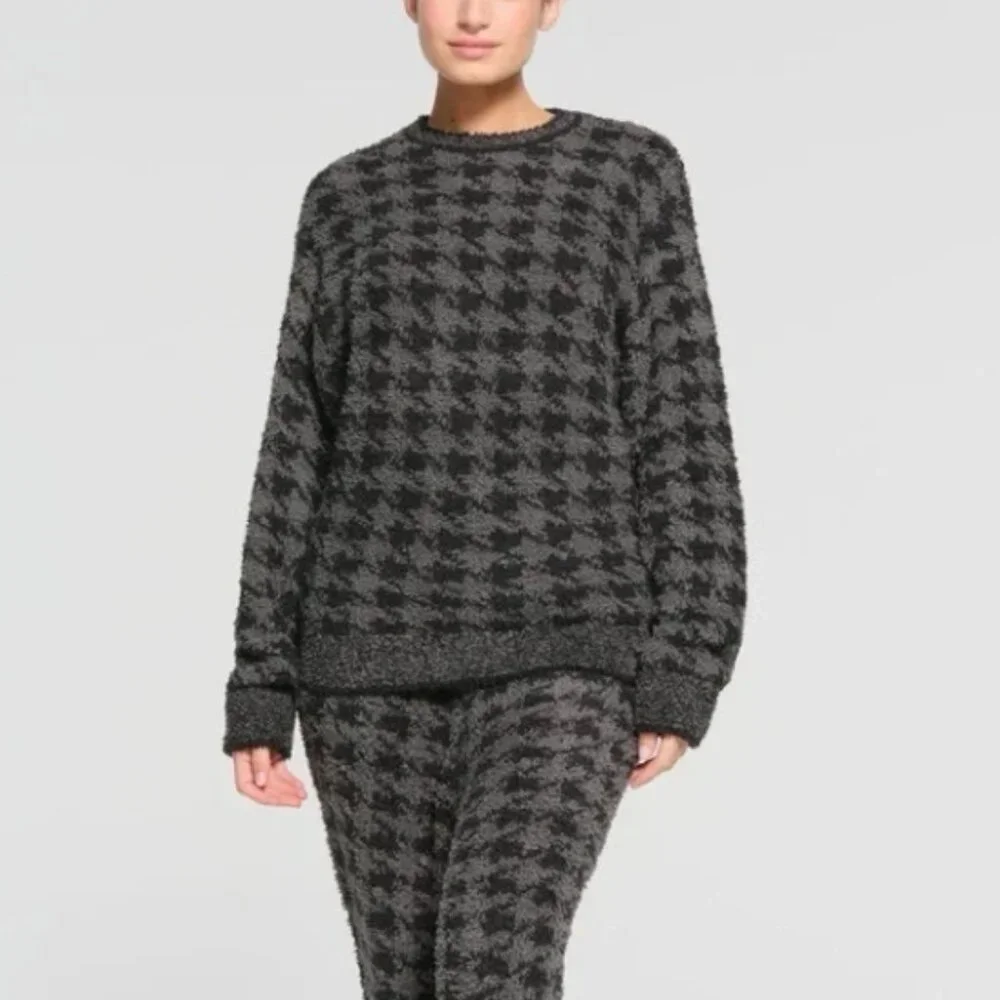 SKIMS Cozy Unisex Pullover Size XXS/XS Onyx Houndstooth Teddy Comfy Soft NWT - Picture 1 of 5